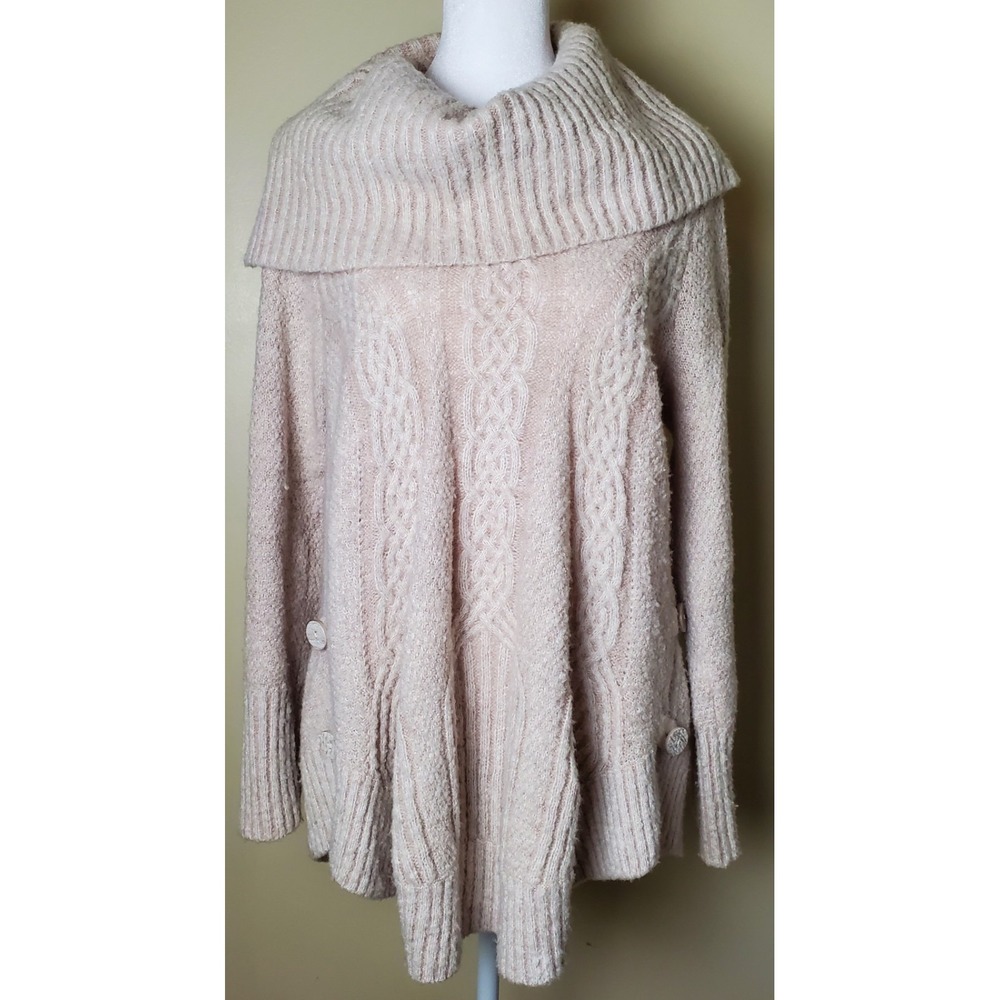 Anthropologie Angel‎ Of The North Cowl Neck Cable Knit Chunky Medium Sweater